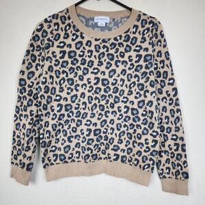 Liz Claiborne Leopard Cheetah Print Medium  Tan Sweater